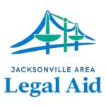 A stylized picture of a bridge with the words "Jacksonville Area Legal Aid"